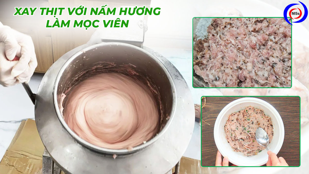 Xay thịt và nấm làm mọc viên Xay thịt và nấm làm mọc viên