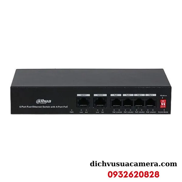 6-Port Fast Ethernet Switch with 4-Port PoE Dahua DH-PFS3006-4ET-36