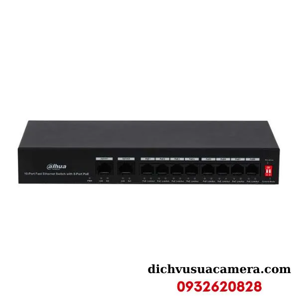 10-Port Fast Ethernet Switch with 8-Port PoE Dahua DH-PFS3010-8ET-65