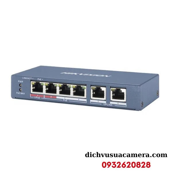 Switch mạng 4 cổng PoE 100M Hikvision DS-3E0106P-E/M