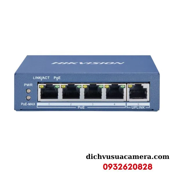 Switch mạng Hi-PoE 4 cổng PoE Hikvision DS-3E0505HP-E