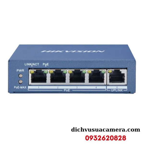 Switch mạng 4 cổng POE Gigabit 10/100/1000Mbps Hikvision DS-3E0505P-E/M