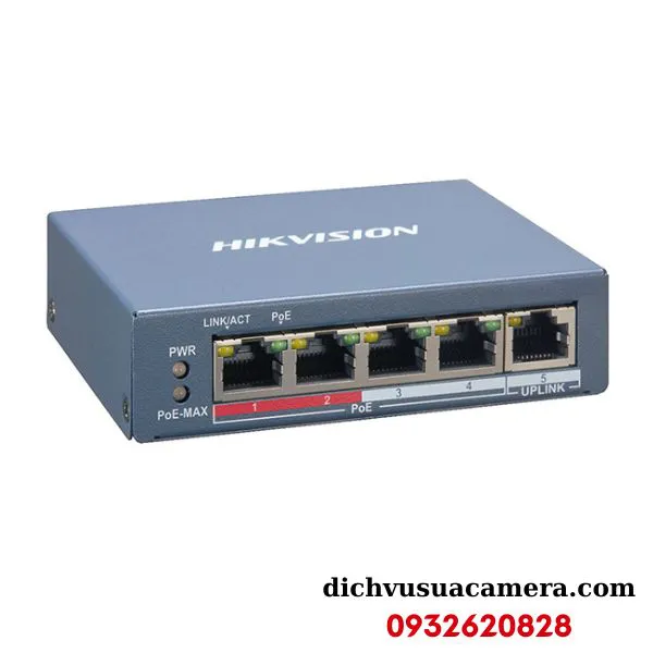Switch mạng thông minh 4 cổng PoE Hikvision DS-3E1105P-EI/M