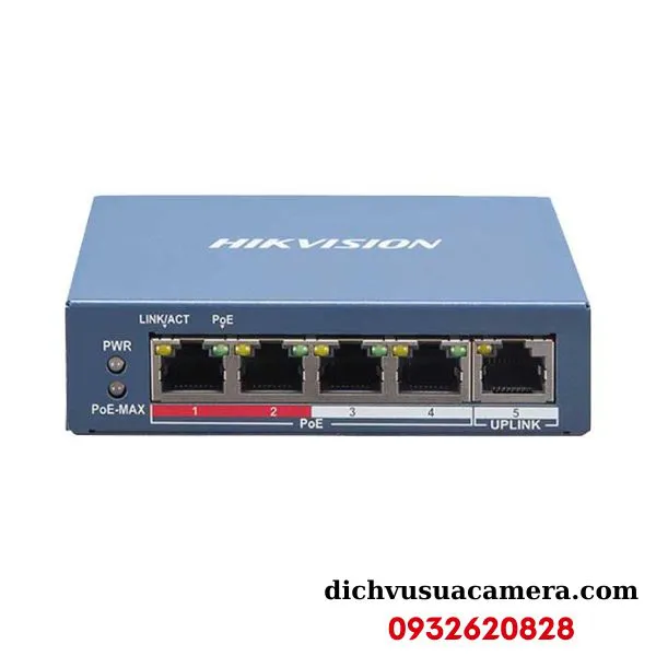 Switch mạng thông minh 4 cổng PoE Hikvision DS-3E1105P-EI