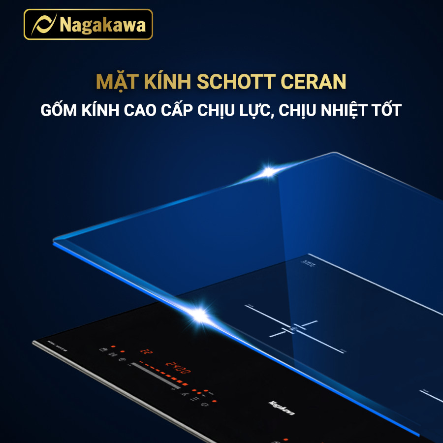 Bếp từ đôi Nagakawa Inverter NAG1215M - Mặt kính Schott Ceran cao cấp Bếp từ đôi Nagakawa Inverter NAG1215M - Mặt kính Schott Ceran cao cấp