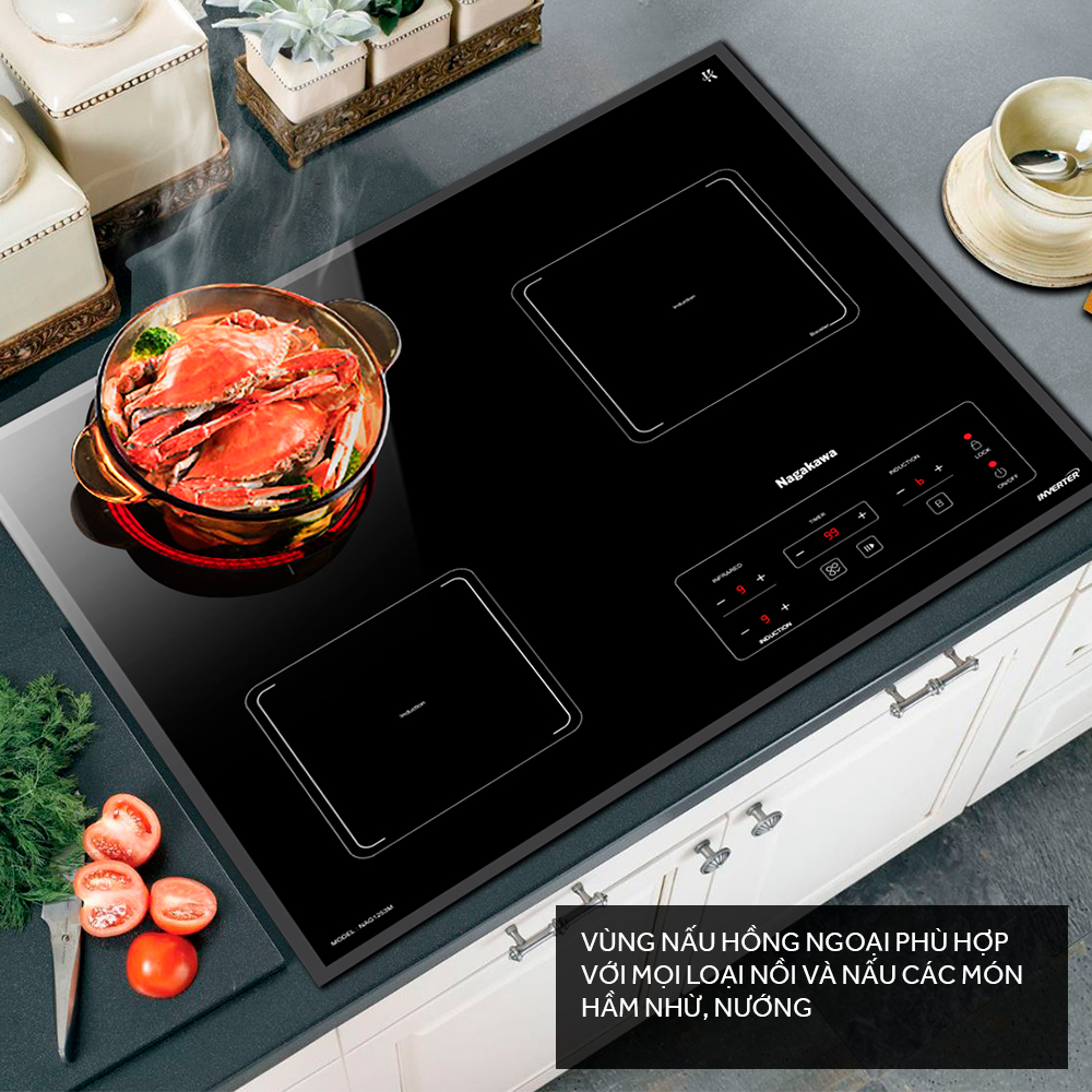 Bếp từ hồng ngoại 3 lò Nagakawa Inverter NAG1253M - Premium Bếp từ hồng ngoại 3 lò Nagakawa Inverter NAG1253M - Premium