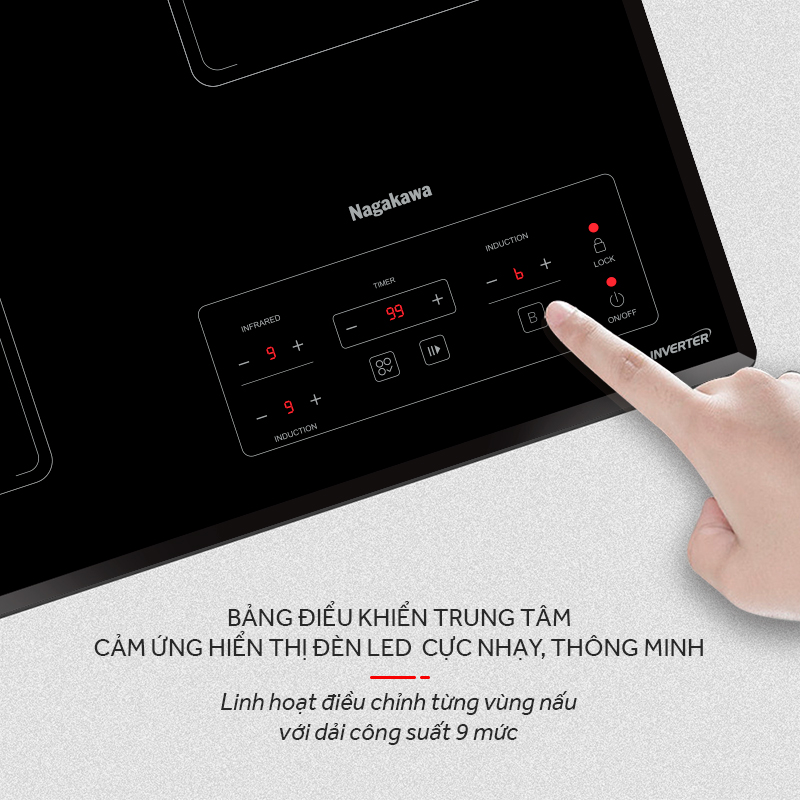 Bếp từ hồng ngoại 3 lò Nagakawa Inverter NAG1253M - Premium Bếp từ hồng ngoại 3 lò Nagakawa Inverter NAG1253M - Premium