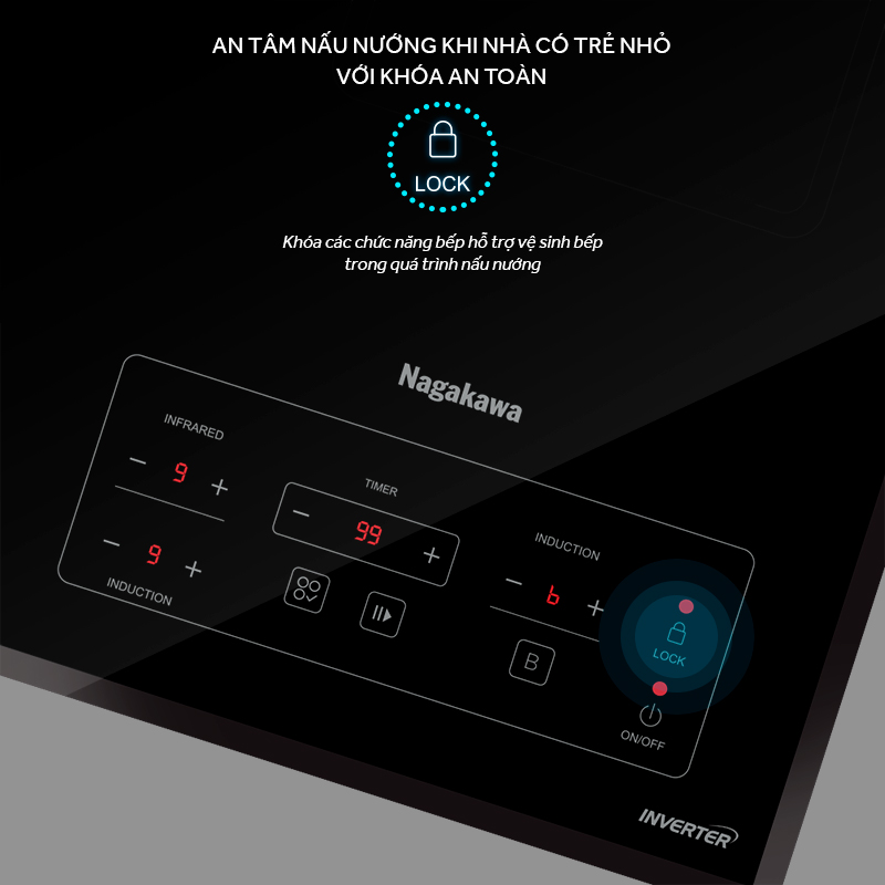 Bếp từ hồng ngoại 3 lò Nagakawa Inverter NAG1253M - Premium Bếp từ hồng ngoại 3 lò Nagakawa Inverter NAG1253M - Premium