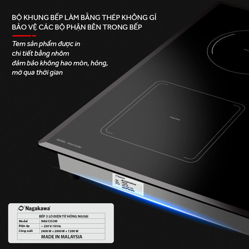 Bếp từ hồng ngoại 3 lò Nagakawa Inverter NAG1253M - Premium Bếp từ hồng ngoại 3 lò Nagakawa Inverter NAG1253M - Premium