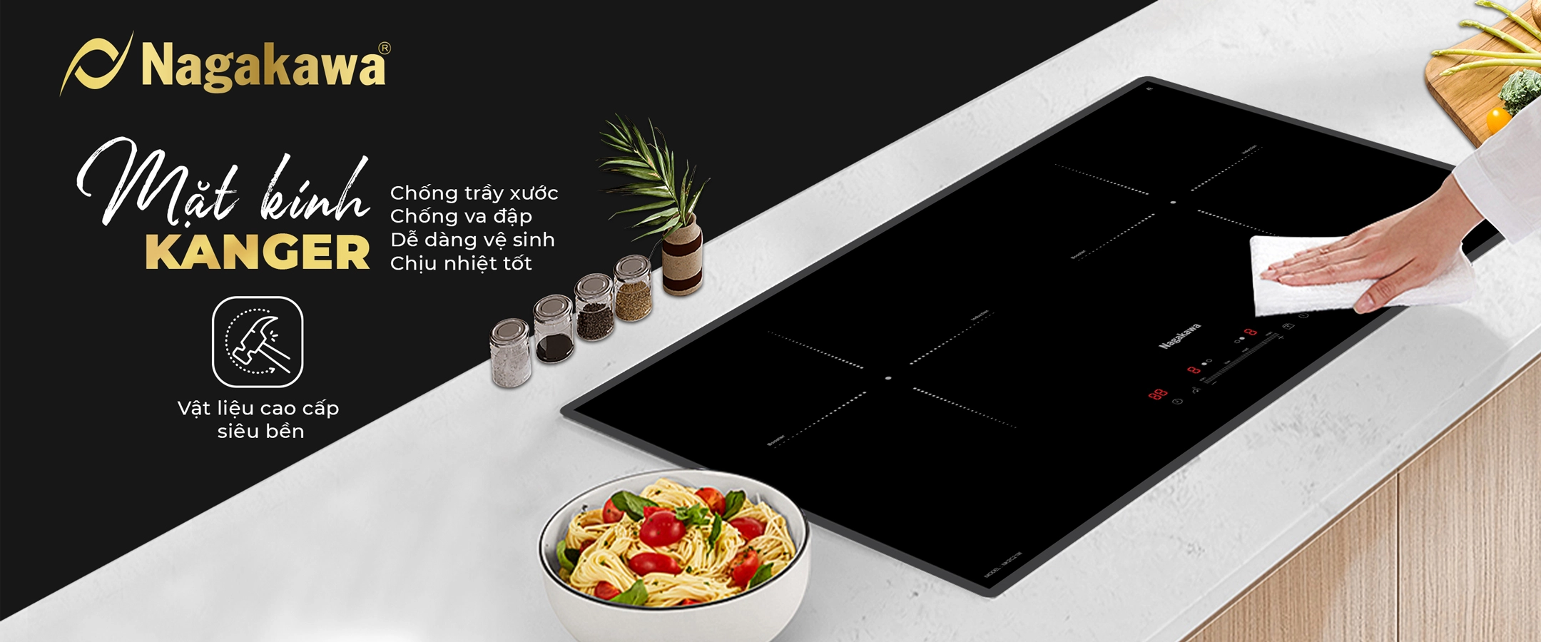 Bếp từ đôi Nagakawa UltraSlim NK2C21M Bếp từ đôi Nagakawa UltraSlim NK2C21M