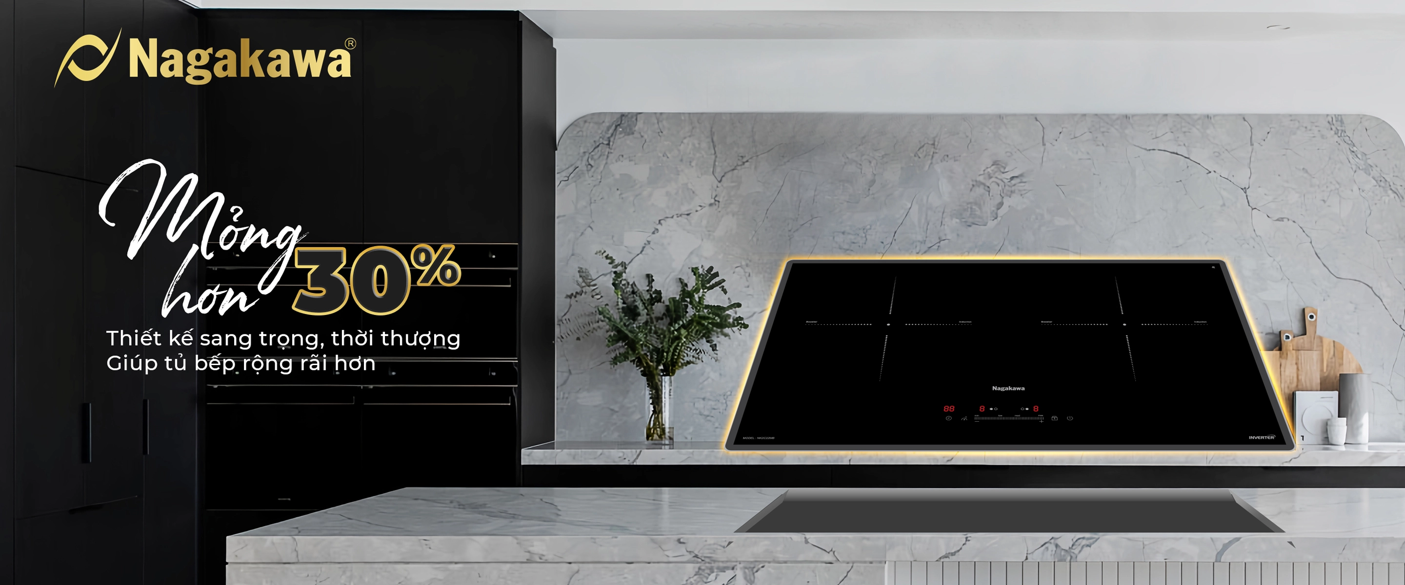 Bếp từ đôi Nagakawa UltraSlim NK2C22MB Bếp từ đôi Nagakawa UltraSlim NK2C22MB