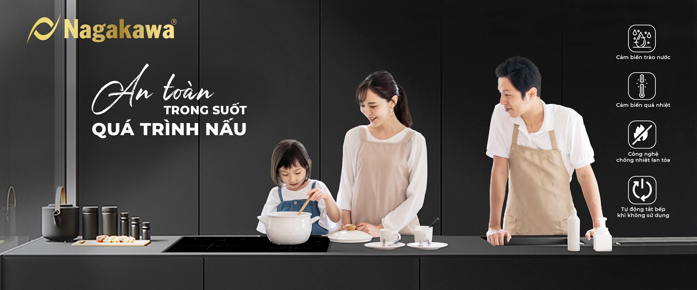 Bếp từ 3 lò Nagakawa Inverter NK3C01M Bếp từ 3 lò Nagakawa Inverter NK3C01M