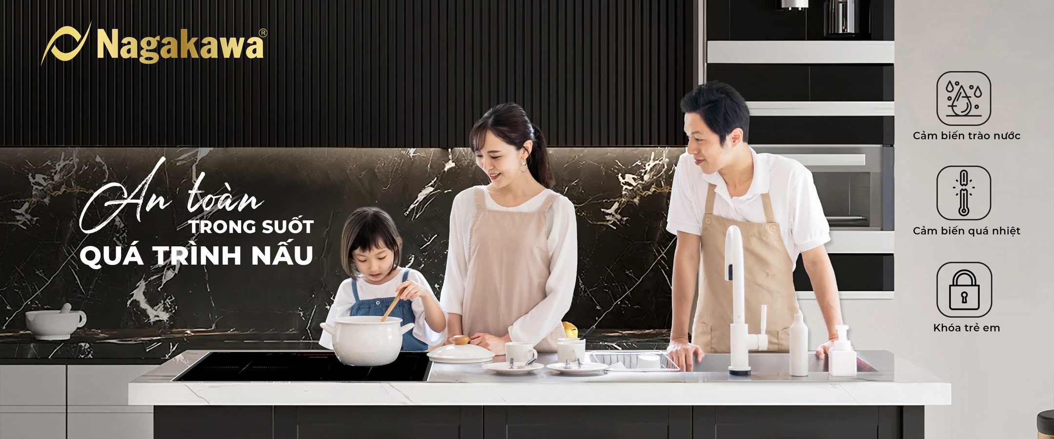 Bếp từ 3 lò Nagakawa UltraSlim NK3C08MB Bếp từ 3 lò Nagakawa UltraSlim NK3C08MB