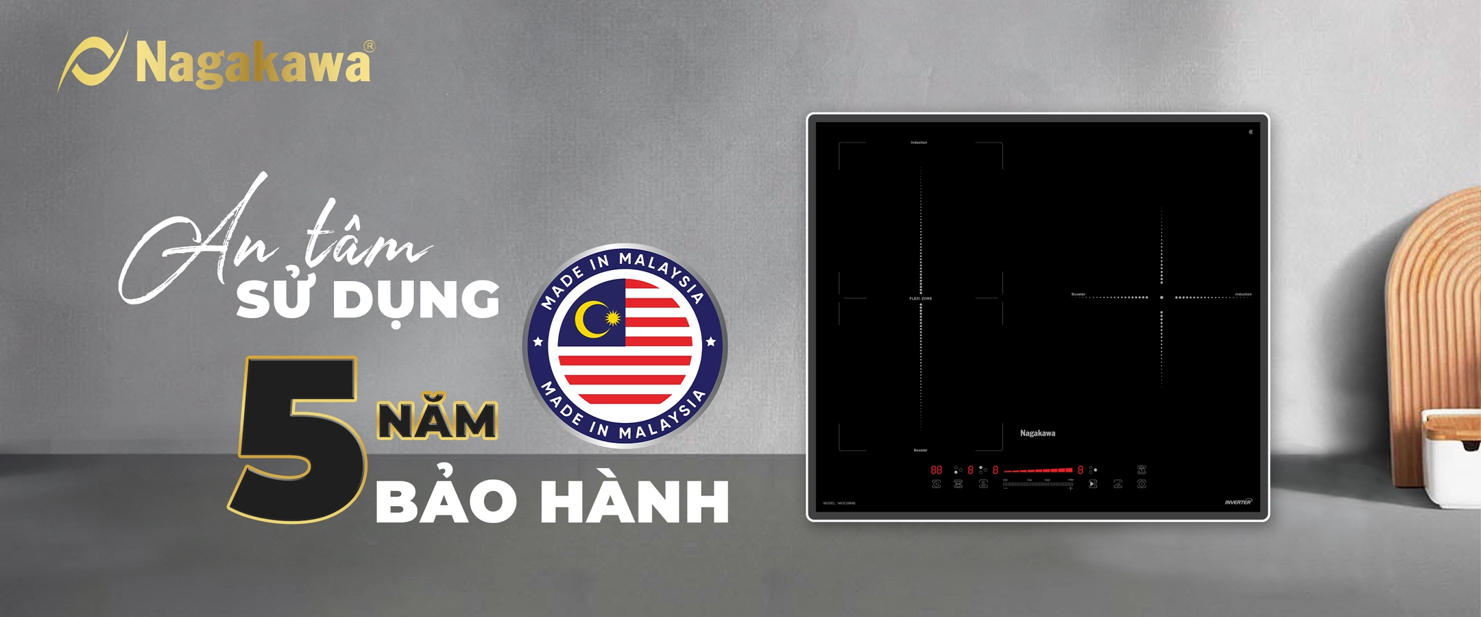 Bếp từ 3 lò Nagakawa UltraSlim NK3C08MB Bếp từ 3 lò Nagakawa UltraSlim NK3C08MB