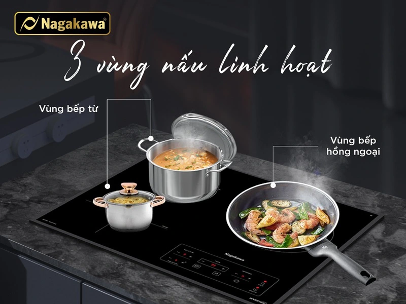 Bếp từ hồng ngoại 3 lò Nagakawa NK3F01M Bếp từ hồng ngoại 3 lò Nagakawa NK3F01M