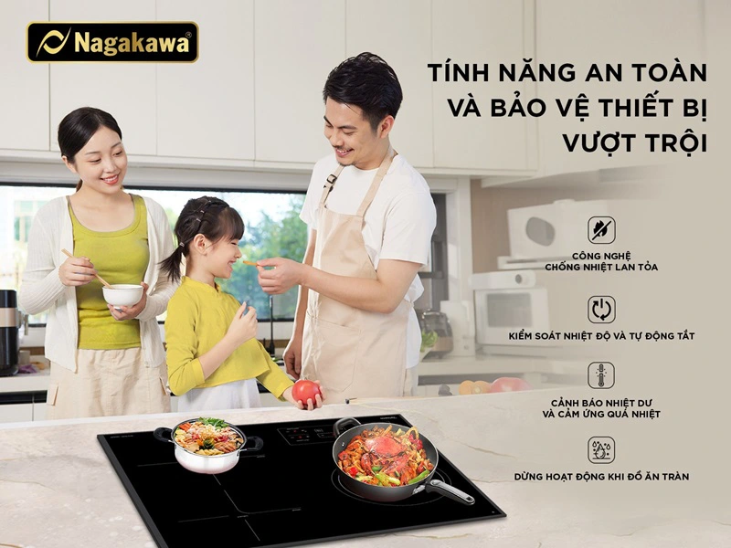 Bếp từ hồng ngoại 3 lò Nagakawa NK3F01M Bếp từ hồng ngoại 3 lò Nagakawa NK3F01M