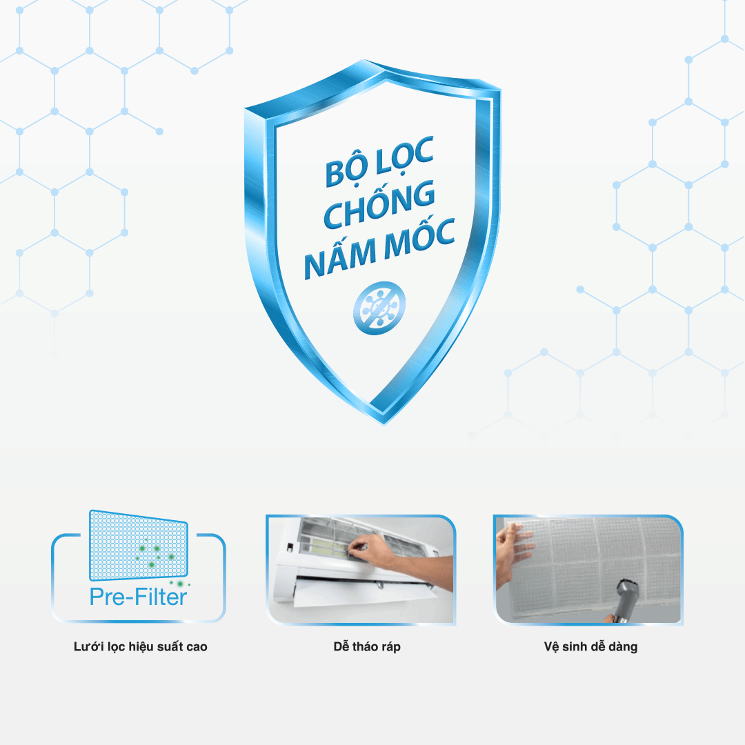 Bộ lọc chống ẩm mốc, vi khuẩn máy lạnh Toshiba 1hp inverter Bộ lọc chống ẩm mốc, vi khuẩn máy lạnh Toshiba 1hp inverter