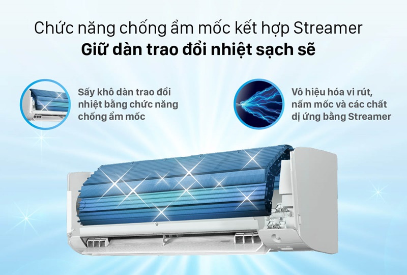 Daikin inverter 2,0hp FTKZ50VVMV công nghệ streamer diệt khuẩn bảo vệ sức khỏe Daikin inverter 2,0hp FTKZ50VVMV công nghệ streamer diệt khuẩn bảo vệ sức khỏe