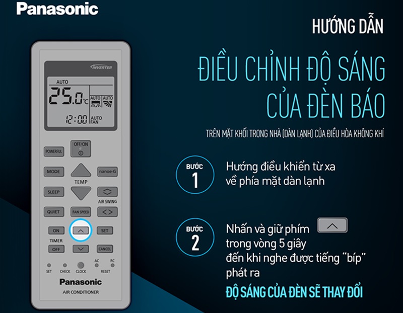 Cách điều chỉnh độ sáng đèn báo trên dàn lạnh Panasonic Cách điều chỉnh độ sáng đèn báo trên dàn lạnh Panasonic