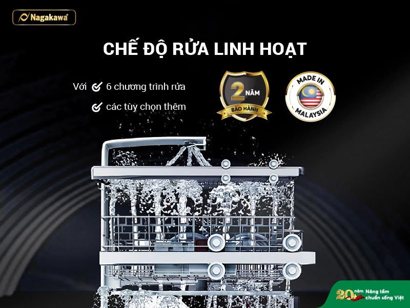 Máy rửa chén bát 15 bộ cao cấp Nagakawa NAG3601M15 Máy rửa chén bát 15 bộ cao cấp Nagakawa NAG3601M15