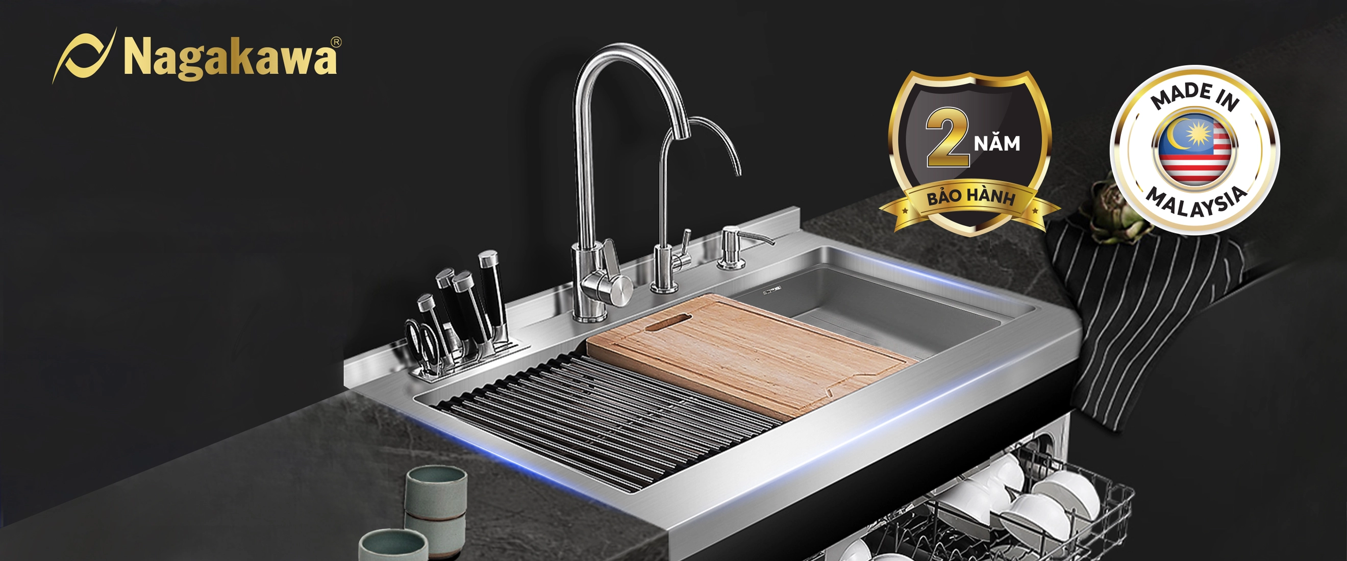 Máy rửa chén bát 10 bộ tích hợp bồn rửa D-combie NK10D09M - Tiệt trùng UV led, Nano Silver Máy rửa chén bát 10 bộ tích hợp bồn rửa D-combie NK10D09M - Tiệt trùng UV led, Nano Silver