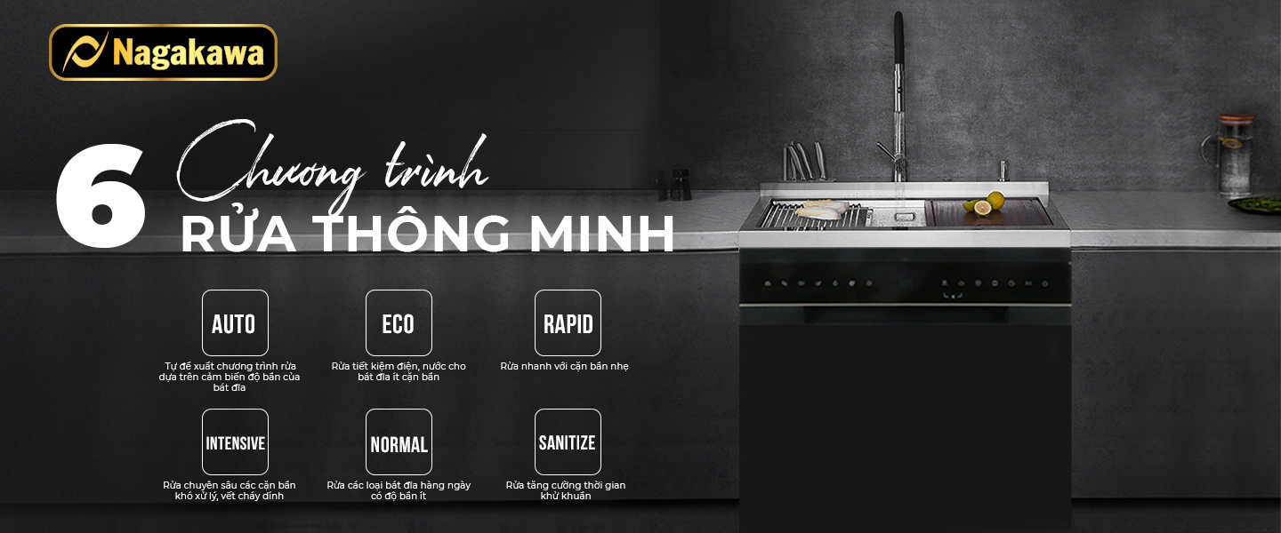 Máy rửa chén bát 13 bộ cao cấp Nagakawa NK13D02M Máy rửa chén bát 13 bộ cao cấp Nagakawa NK13D02M