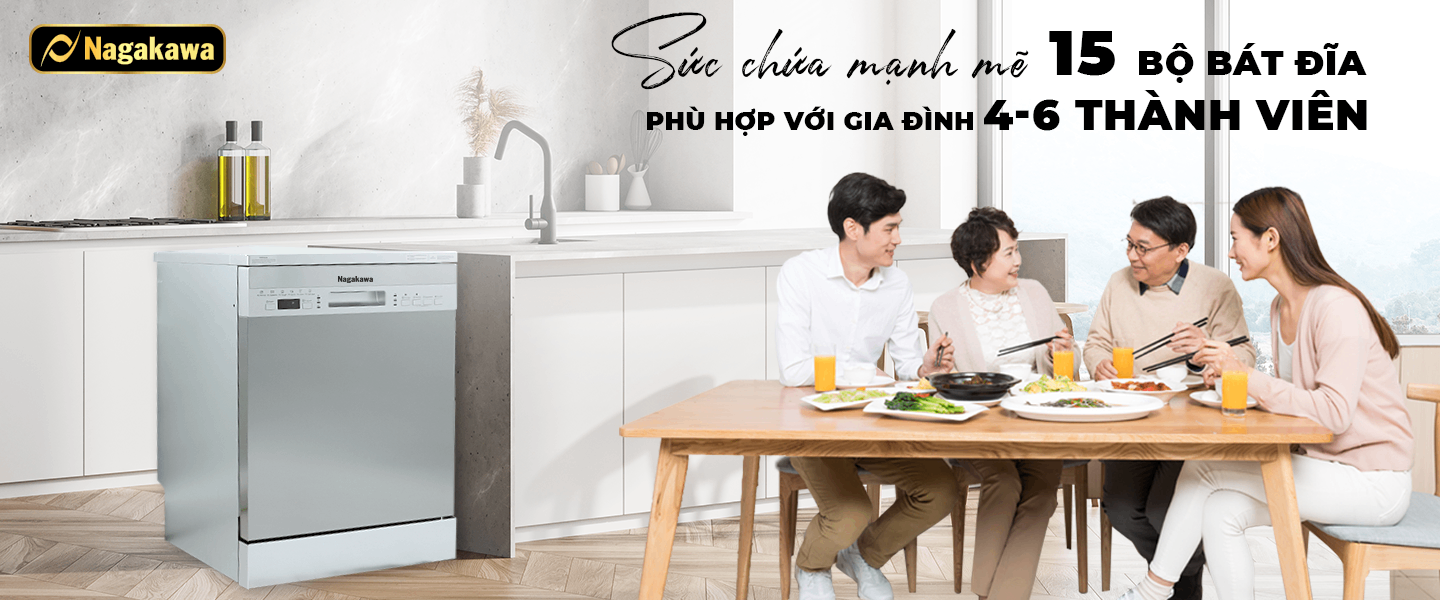 Máy rửa chén bát 15 bộ cao cấp Nagakawa NK15D03M - Diệt khuẩn UV Led, Nano Silver Máy rửa chén bát 15 bộ cao cấp Nagakawa NK15D03M - Diệt khuẩn UV Led, Nano Silver