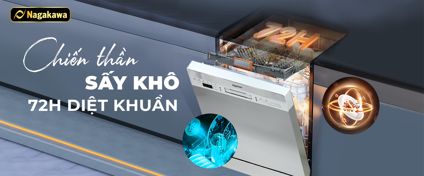 Máy rửa chén bát 15 bộ cao cấp Nagakawa NK15D03M - Diệt khuẩn UV Led, Nano Silver Máy rửa chén bát 15 bộ cao cấp Nagakawa NK15D03M - Diệt khuẩn UV Led, Nano Silver