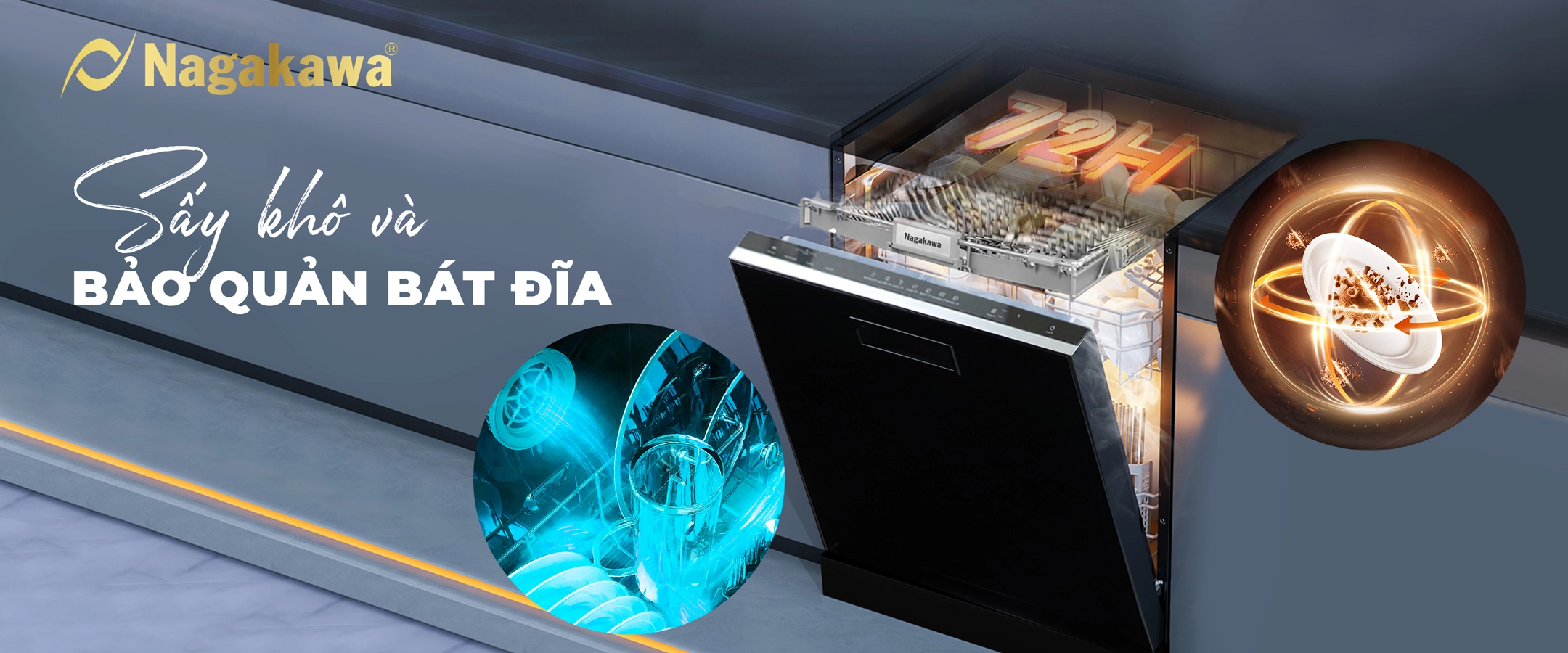 Máy rửa chén bát 15 bộ cao cấp Nagakawa NK15D05M - Diệt khuẩn UV Led, Nano Silver Máy rửa chén bát 15 bộ cao cấp Nagakawa NK15D05M - Diệt khuẩn UV Led, Nano Silver