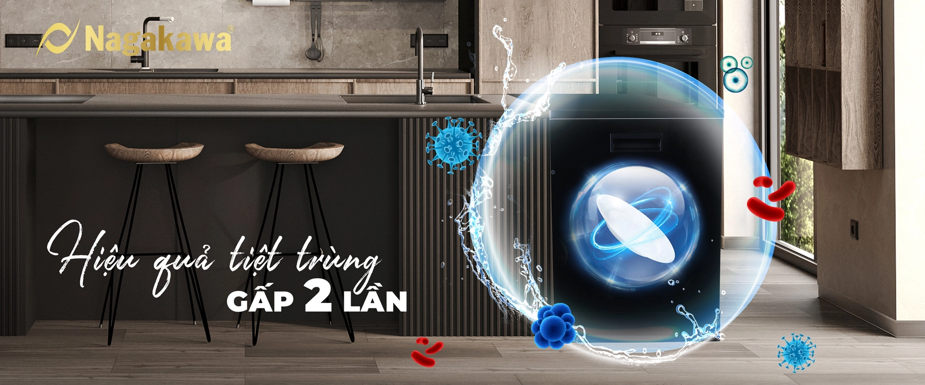 Máy rửa chén bát 15 bộ cao cấp Nagakawa NK15D05M - Diệt khuẩn UV Led, Nano Silver Máy rửa chén bát 15 bộ cao cấp Nagakawa NK15D05M - Diệt khuẩn UV Led, Nano Silver
