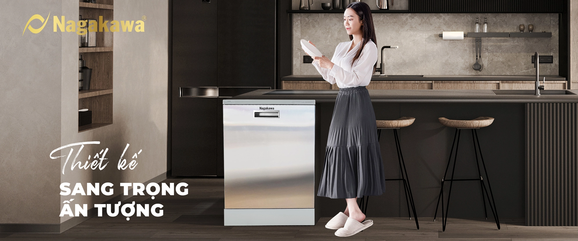 Máy rửa chén bát 15 bộ cao cấp Nagakawa NK15D06M - Diệt khuẩn UV Led, Nano Silver Máy rửa chén bát 15 bộ cao cấp Nagakawa NK15D06M - Diệt khuẩn UV Led, Nano Silver