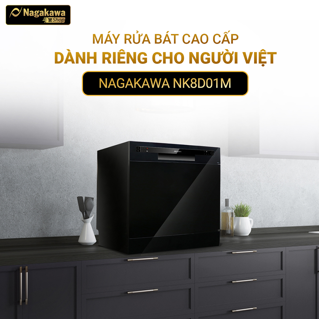 Máy rửa chén bát 8 bộ cao cấp Nagakawa NK8D01M Máy rửa chén bát 8 bộ cao cấp Nagakawa NK8D01M