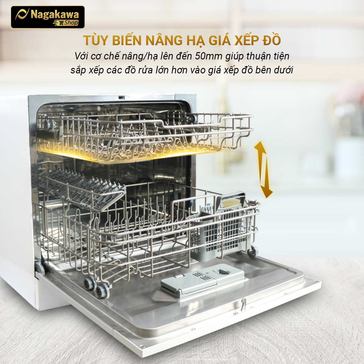 Máy rửa chén bát 8 bộ cao cấp Nagakawa NK8D61M Máy rửa chén bát 8 bộ cao cấp Nagakawa NK8D61M