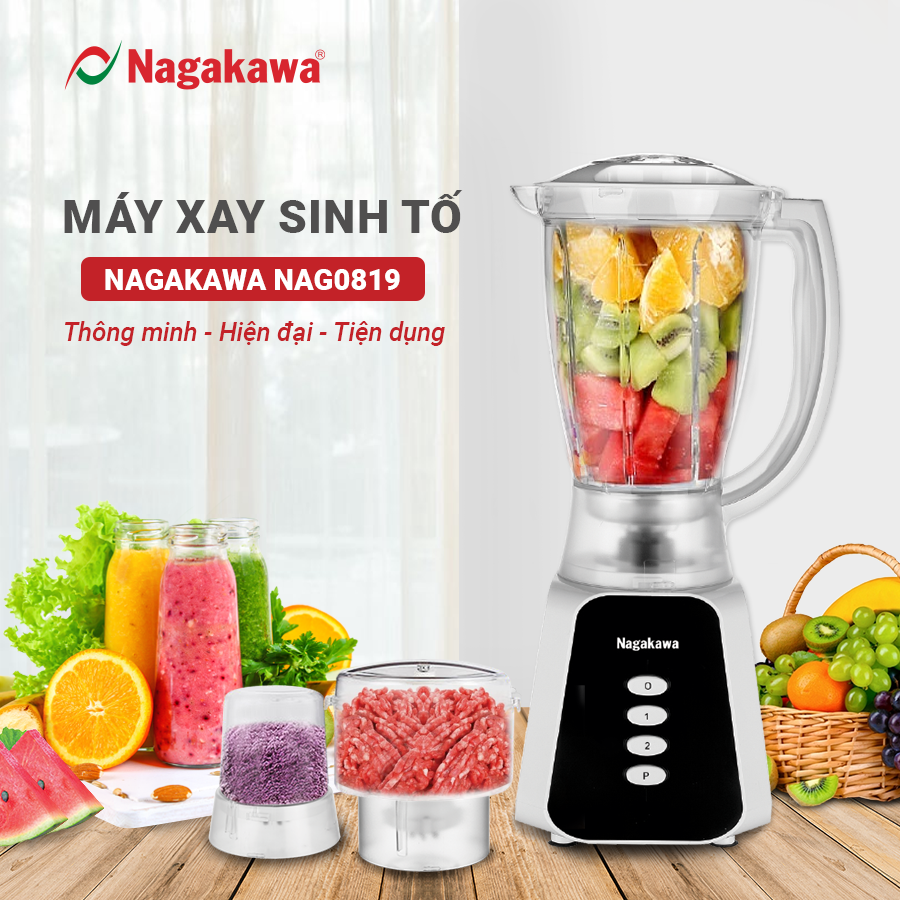 Máy xay sinh tố Nagakawa NAG0819 - Lưỡi dao 4 cánh sắc bén Máy xay sinh tố Nagakawa NAG0819 - Lưỡi dao 4 cánh sắc bén