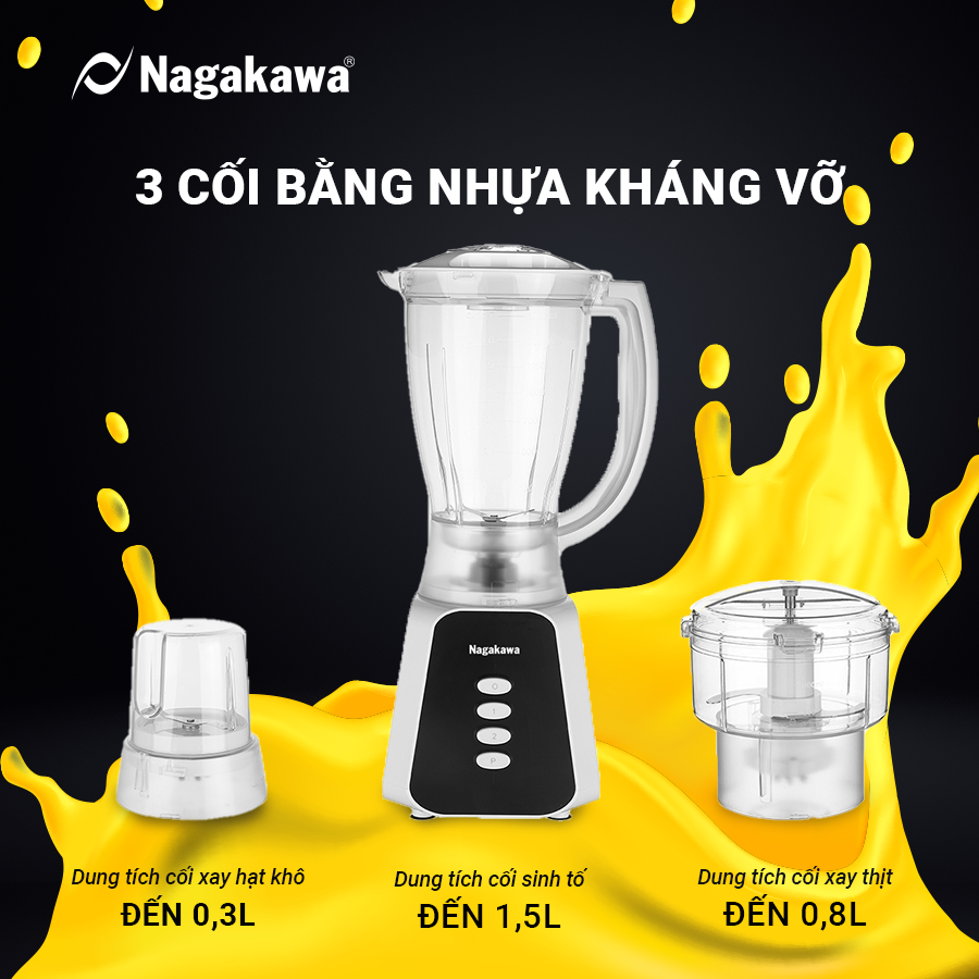 Máy xay sinh tố Nagakawa NAG0819 - Lưỡi dao 4 cánh sắc bén Máy xay sinh tố Nagakawa NAG0819 - Lưỡi dao 4 cánh sắc bén