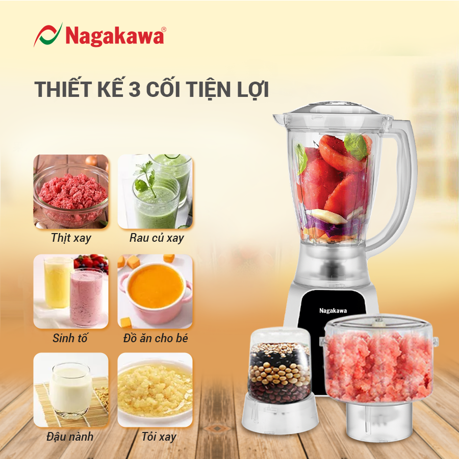 Máy xay sinh tố Nagakawa NAG0819 - Lưỡi dao 4 cánh sắc bén Máy xay sinh tố Nagakawa NAG0819 - Lưỡi dao 4 cánh sắc bén