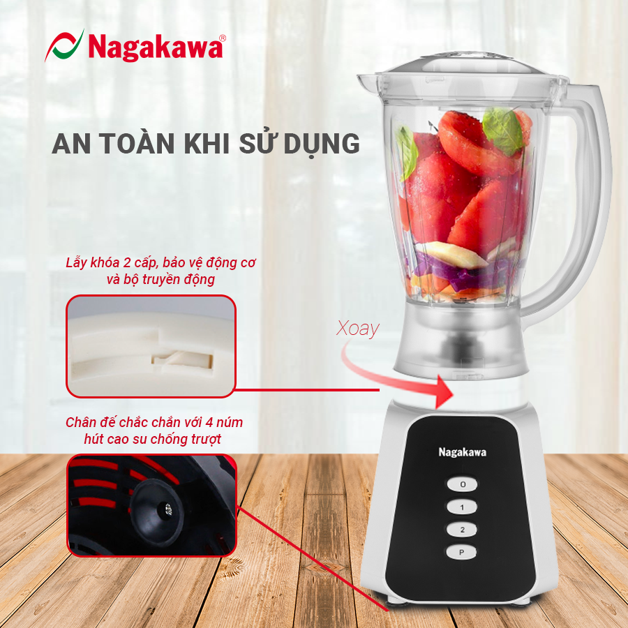 Máy xay sinh tố Nagakawa NAG0819 - Lưỡi dao 4 cánh sắc bén Máy xay sinh tố Nagakawa NAG0819 - Lưỡi dao 4 cánh sắc bén