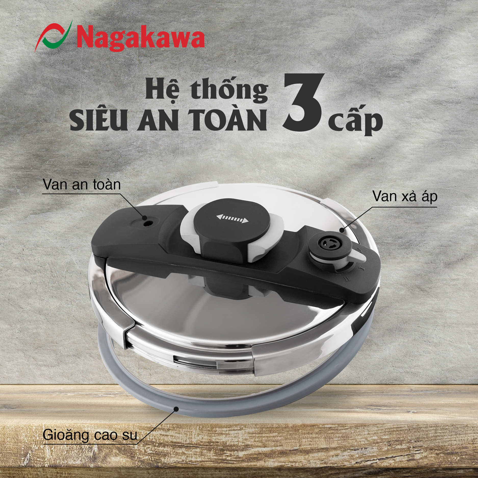 Nồi áp suất cơ đáy từ Nagakawa NAG1472 Nồi áp suất cơ đáy từ Nagakawa NAG1472