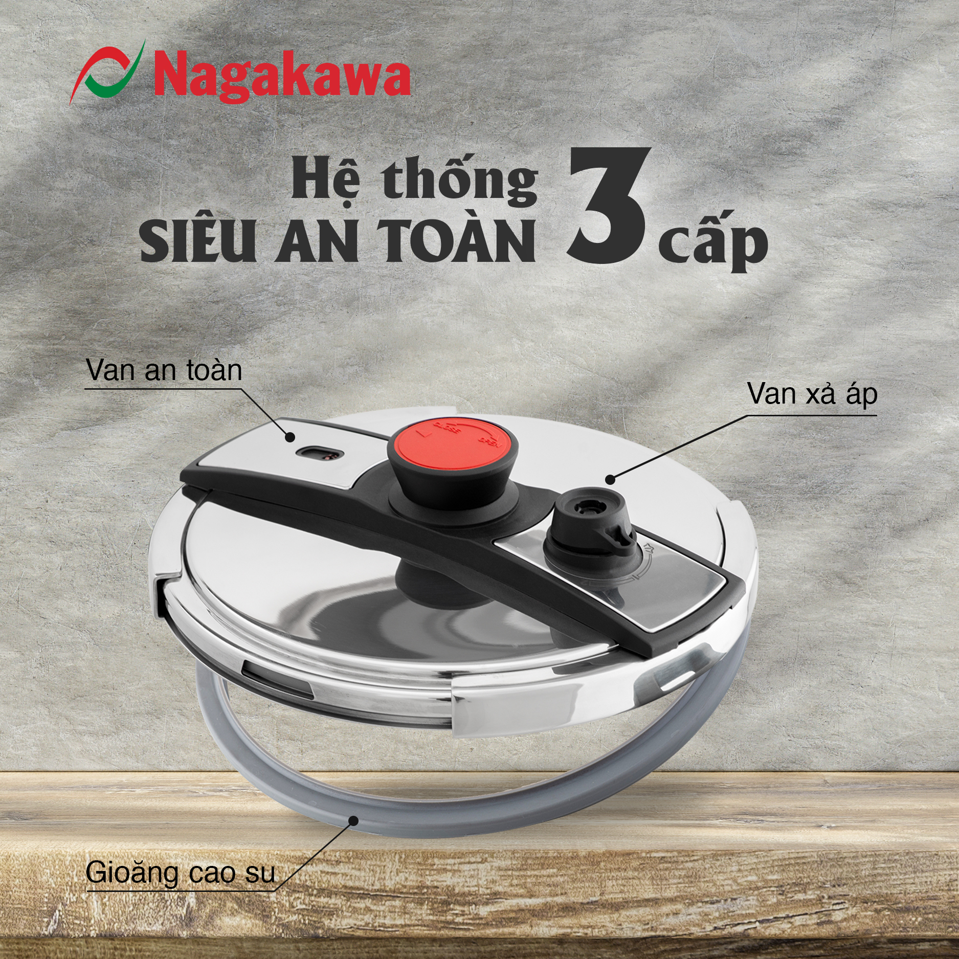Nồi áp suất đáy từ đa lớp Nagakawa NAG1473 Nồi áp suất đáy từ đa lớp Nagakawa NAG1473