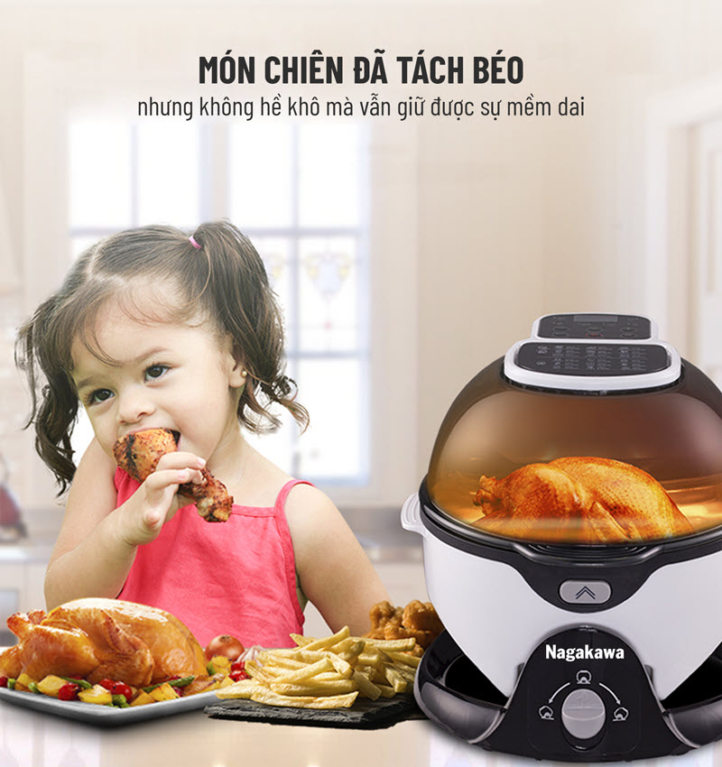 Nồi chiên không dầu 6L xoay 360 độ NAG3301 Nồi chiên không dầu 6L xoay 360 độ NAG3301
