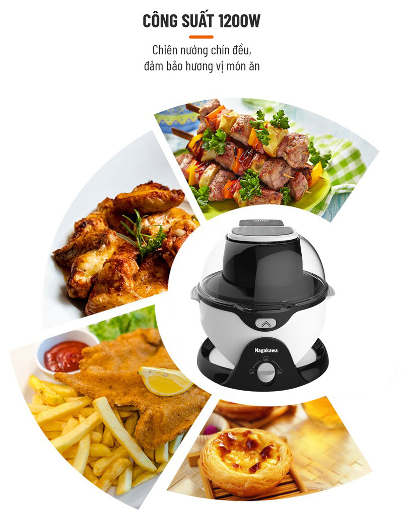 Nồi chiên không dầu 6L xoay 360 độ NAG3301 Nồi chiên không dầu 6L xoay 360 độ NAG3301