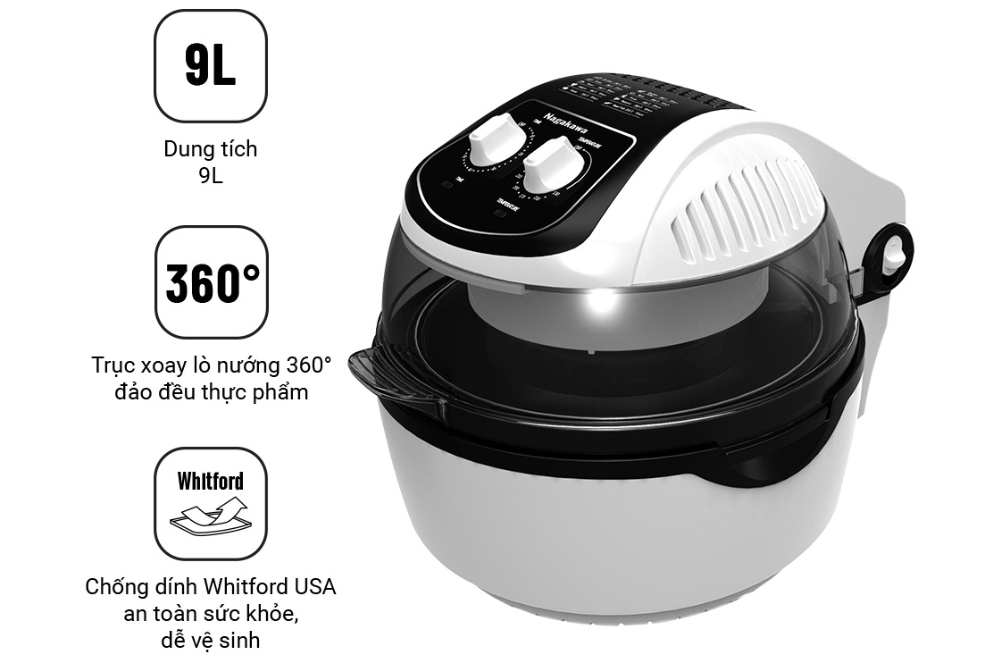 Nồi chiên không dầu 9L Nagakawa NAG3302 Nồi chiên không dầu 9L Nagakawa NAG3302