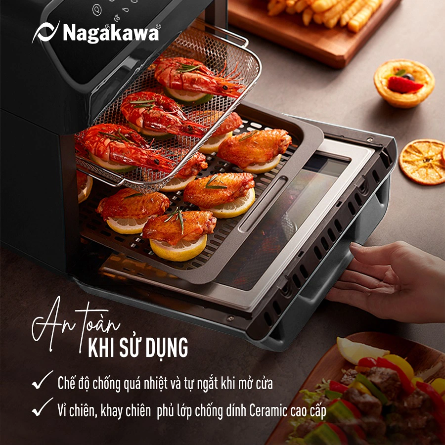 Nồi chiên không dầu 12L Nagakawa NAG3306 Nồi chiên không dầu 12L Nagakawa NAG3306