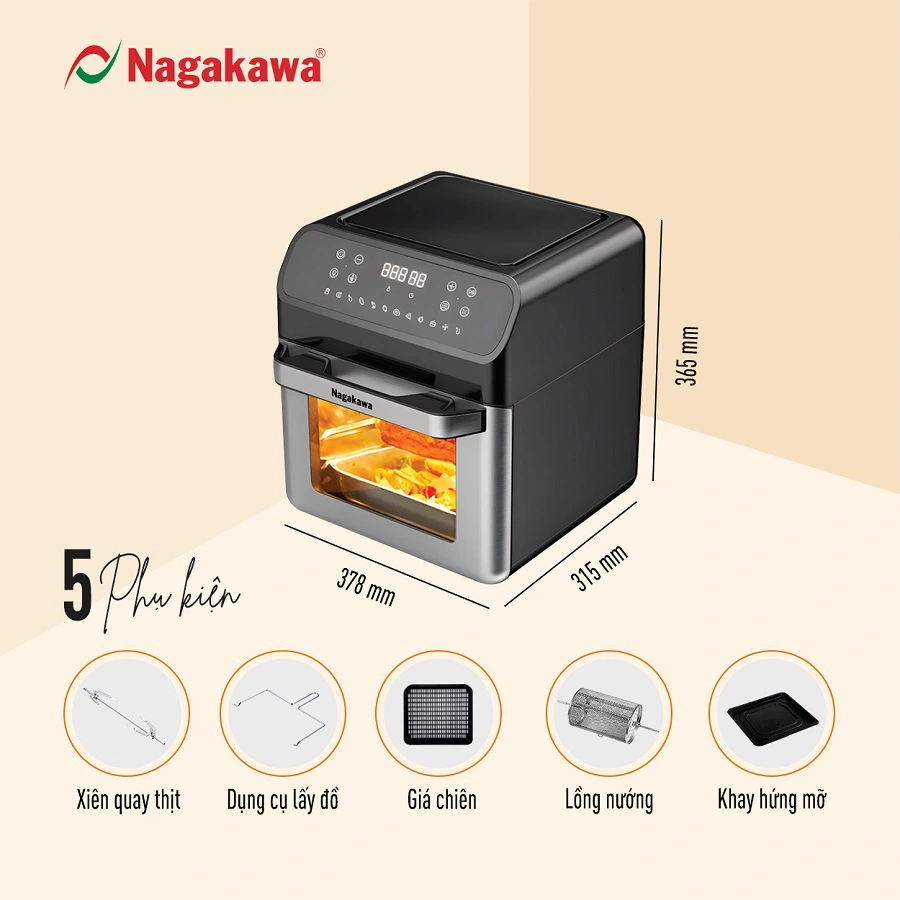 Nồi chiên không dầu 12L Nagakawa NAG3306 Nồi chiên không dầu 12L Nagakawa NAG3306