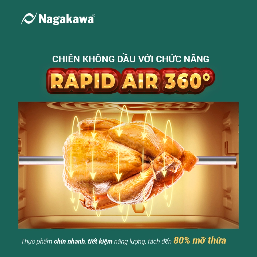 Nồi chiên không dầu Nagakawa NAG3307 Nồi chiên không dầu Nagakawa NAG3307