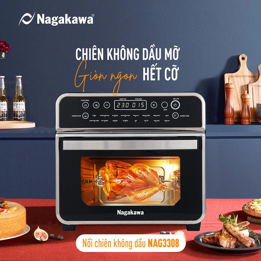 Nồi chiên không dầu Nagakawa NAG3308 Nồi chiên không dầu Nagakawa NAG3308