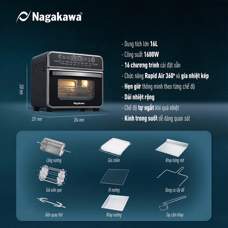 Nồi chiên không dầu Nagakawa NAG3308 Nồi chiên không dầu Nagakawa NAG3308