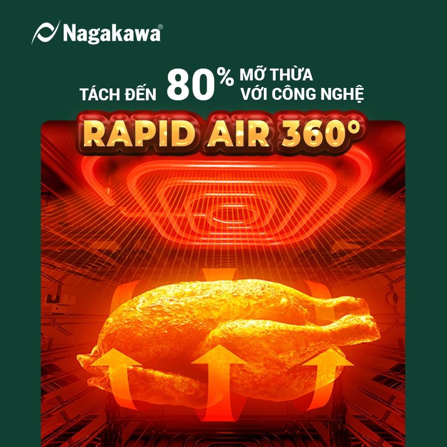 Nồi chiên không dầu cảm ứng Nagakawa NAG3309 Nồi chiên không dầu cảm ứng Nagakawa NAG3309