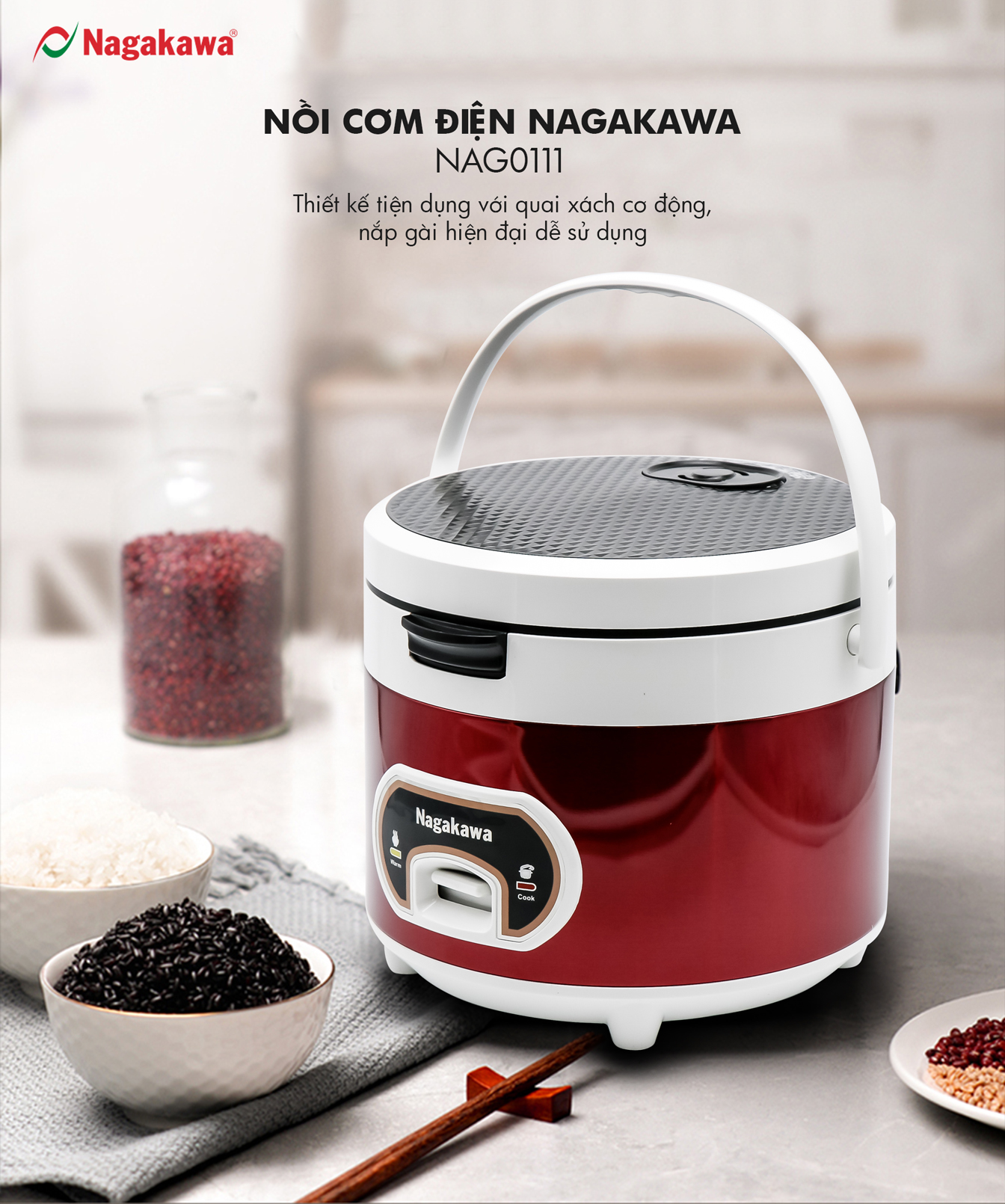 Nồi cơm điện nắp gài 1,8L Nagakawa NAG0111 Nồi cơm điện nắp gài 1,8L Nagakawa NAG0111