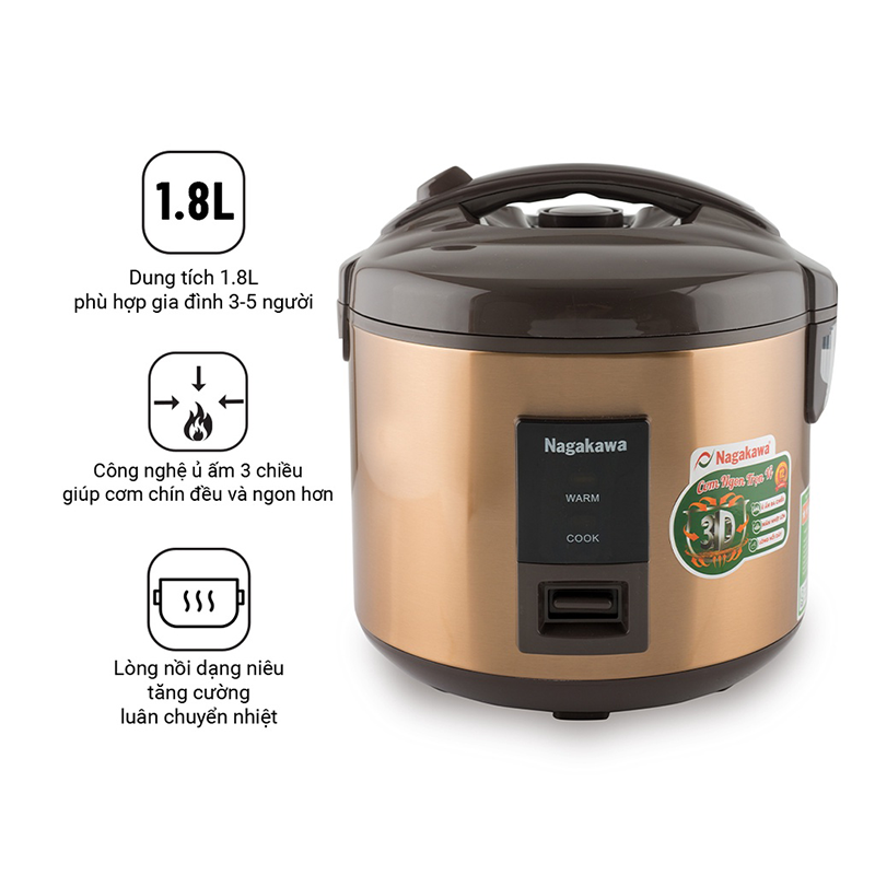 Nồi cơm điện 1,8L Nagakawa NAG0122 Nồi cơm điện 1,8L Nagakawa NAG0122